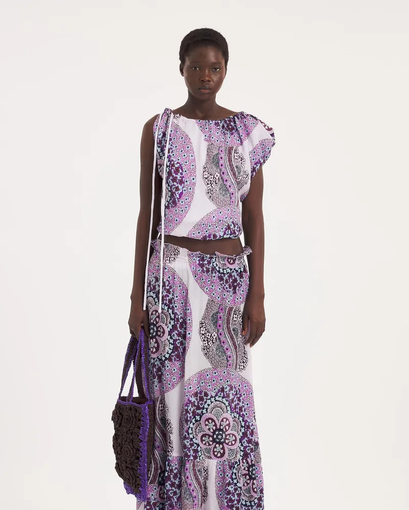 Antik Batik SS2026 virkat set i mönstrad lila